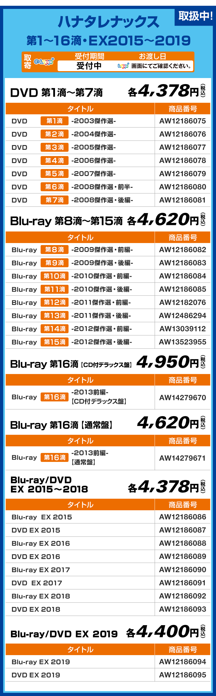 ハナタレナックス 第1〜16滴・EX2015〜2019
