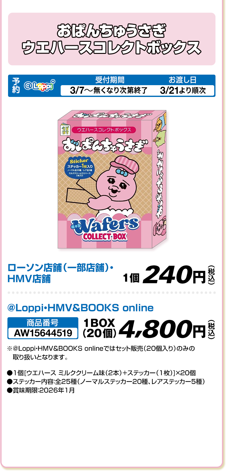 おぱんちゅうさぎ ウエハースコレクトボックス
