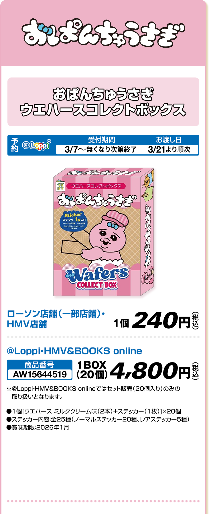 おぱんちゅうさぎ ウエハースコレクトボックス