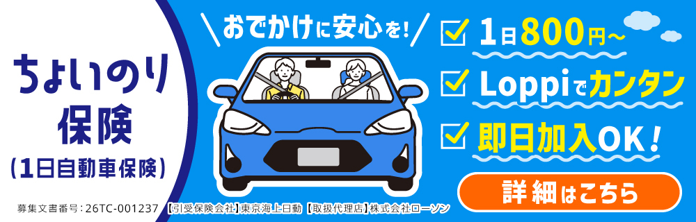 親や友人の車を借りるときに1日自動車保険|ローソンで入れる保険(東京海上日動)
