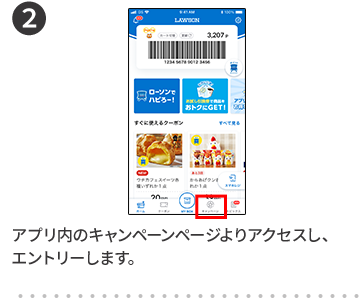 2 アプリ内のキャンペーンページよりアクセスし、エントリーします。