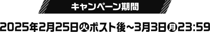 キャンペーン期間 2025年2月25日(火)ポスト後〜3月3日(月)23:59