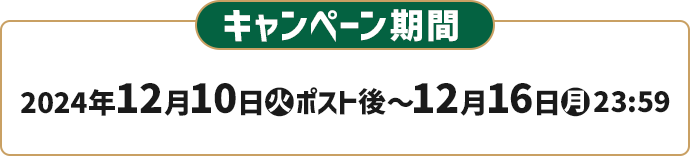 キャンペーン期間 2024年12月10日(火)ポスト後〜12月16日(月)23:59