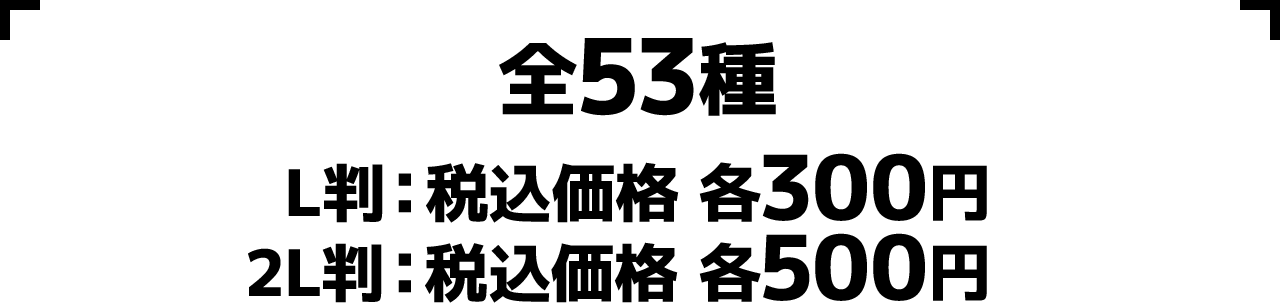 全53種（L判：税込価格 各300円/2L判：税込価格 各500円）