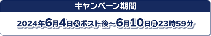 キャンペーン期間 2024年6月4日(火)ポスト後〜6月10日(月)23時59分