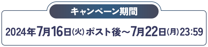 キャンペーン期間 2024年7月16日(火)ポスト後〜7月22(月)23:59