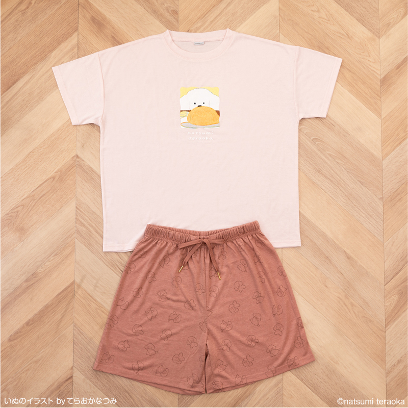 ROOMieWEAR いぬのイラスト byてらおかなつみ　ピンク