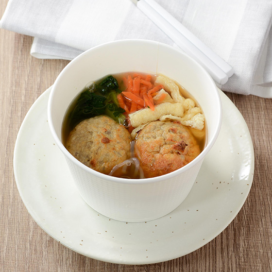 鶏団子としらたき麺の和風スープ