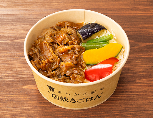 彩り野菜と牛カルビ丼