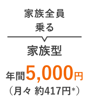 家族全員乗る 家族型 年間5,000円（月々 約417円＊）