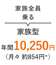 家族全員乗る 家族型 年間10,250円（月々 約854円＊）