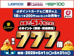 5万名さまにdポイント最大777倍あたる！
